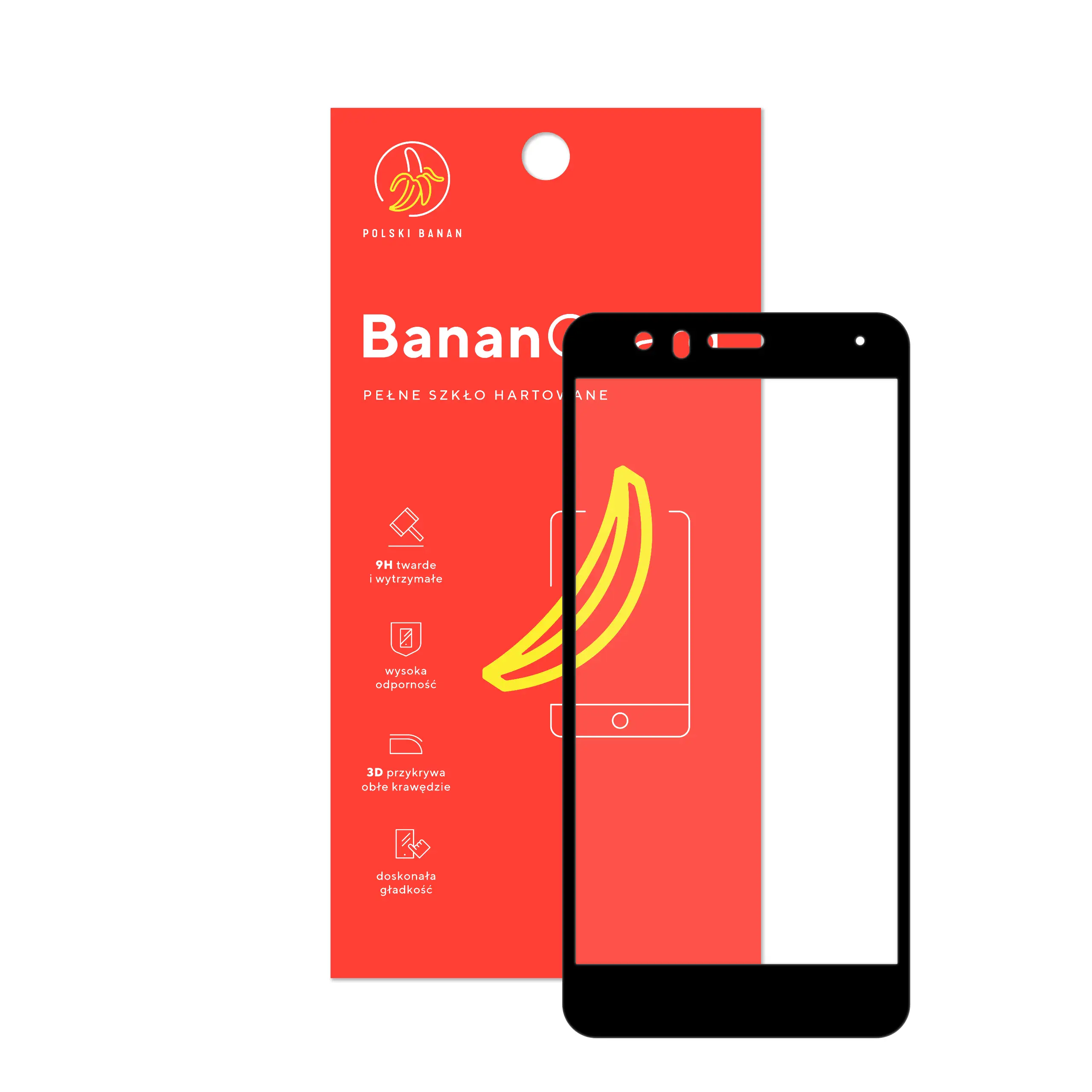 Szkło hartowane 5D Polski Banan BananGuard w kolorze czarnym z opakowaniem do telefonu Huawei P10 Lite